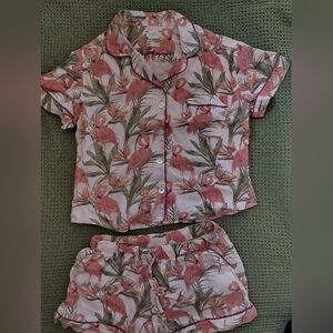 The Lazy Poet Pajama Set Flamingo Tropical Print Rare
